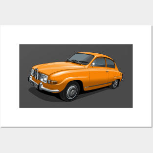 1971 Saab 96 saloon in orange Posters and Art